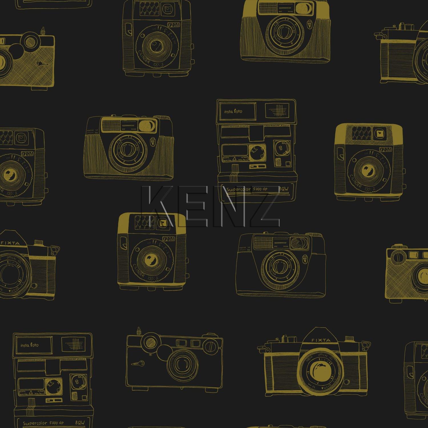 wallpaper polaroid cameras black and shiny gold 128825