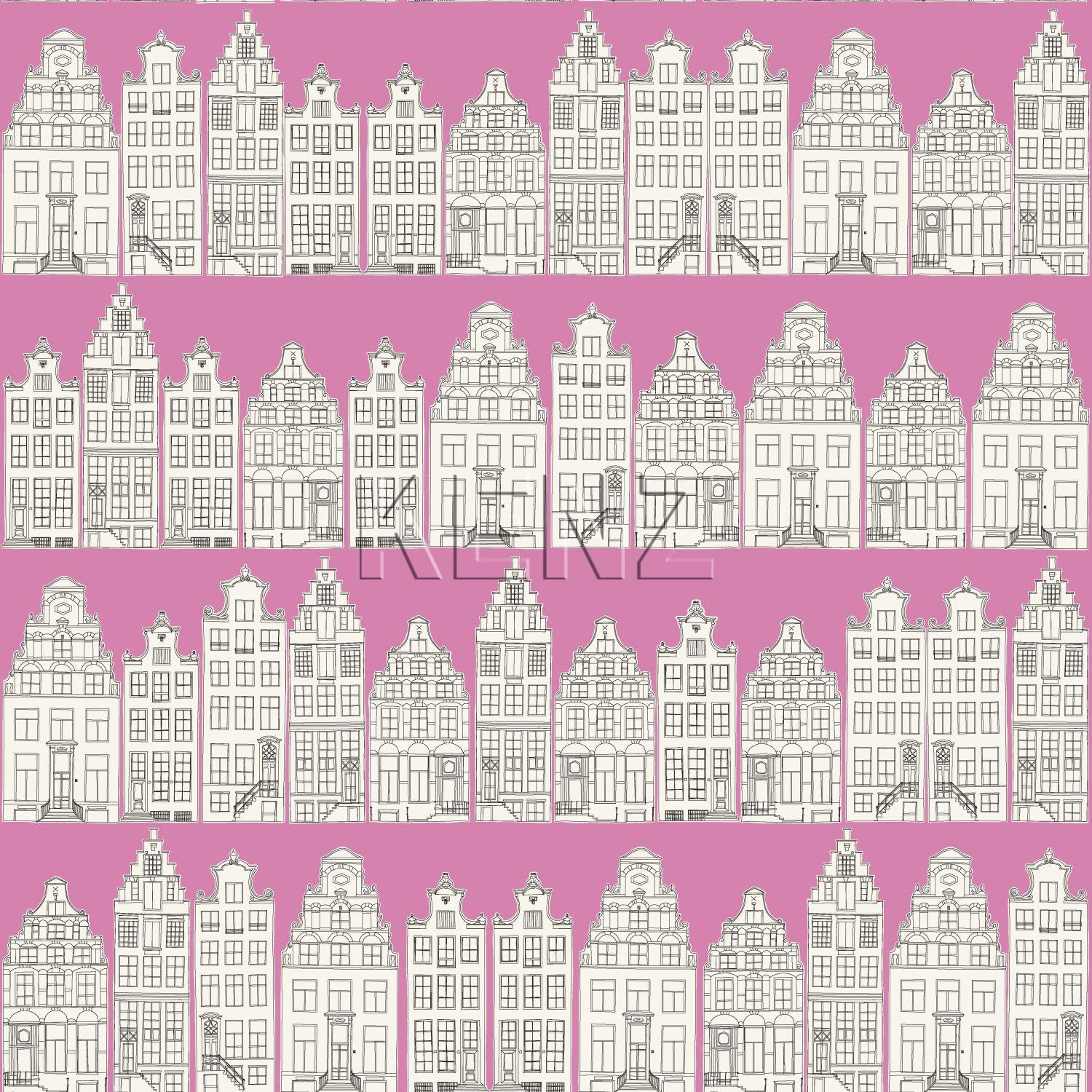 wallpaper Amsterdam houses pink 137714