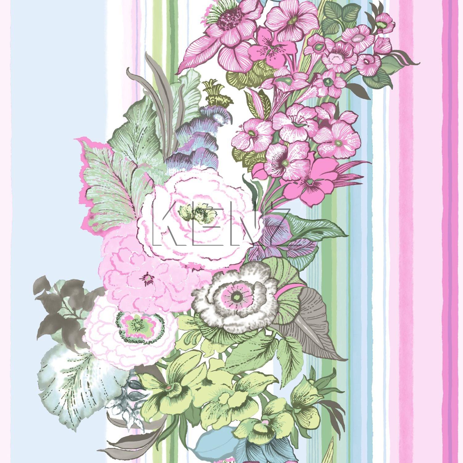 wallpaper vintage flowers light pink and turquoise 138113