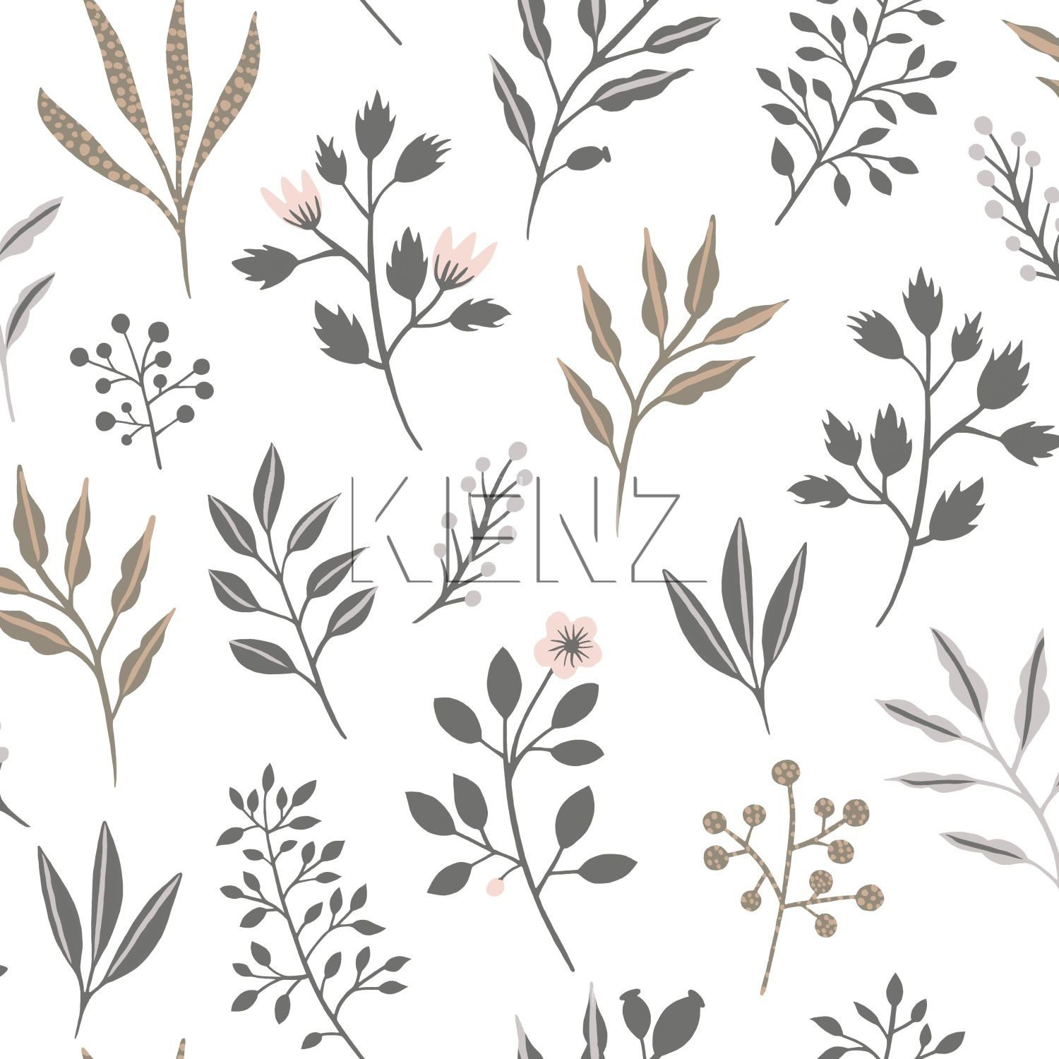 wallpaper floral pattern in scandinavian style white, gray and pink 139081