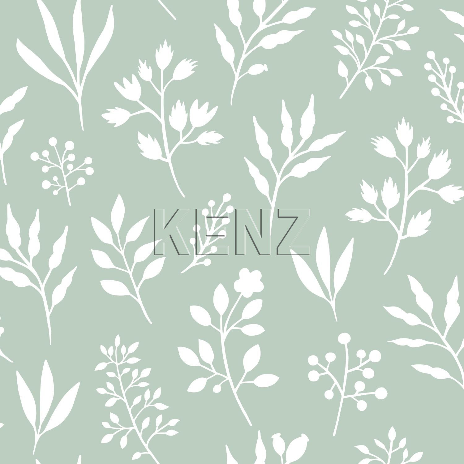 wallpaper floral pattern in scandinavian style mint green and white 139085