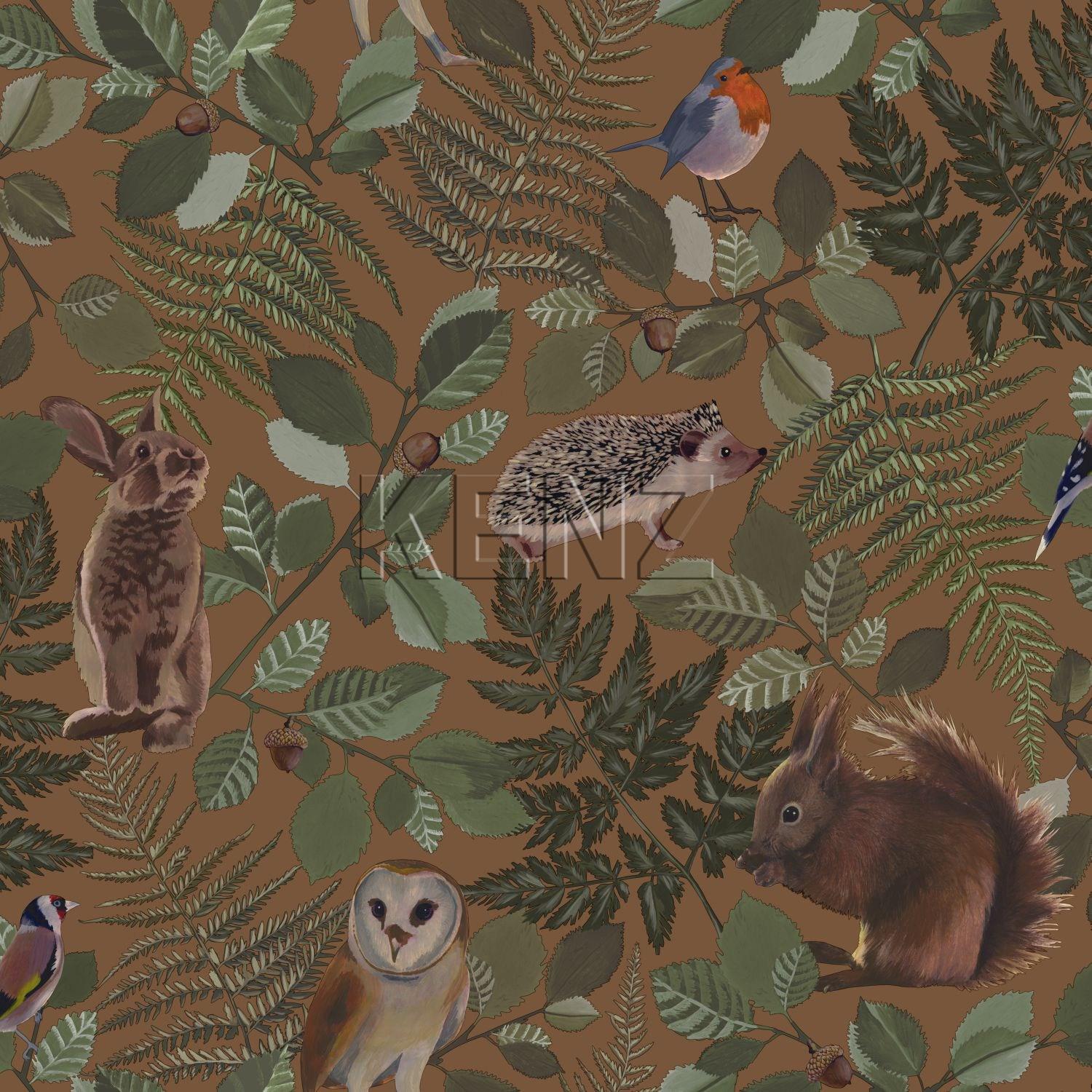 wallpaper forest animals orange brown and green 139251