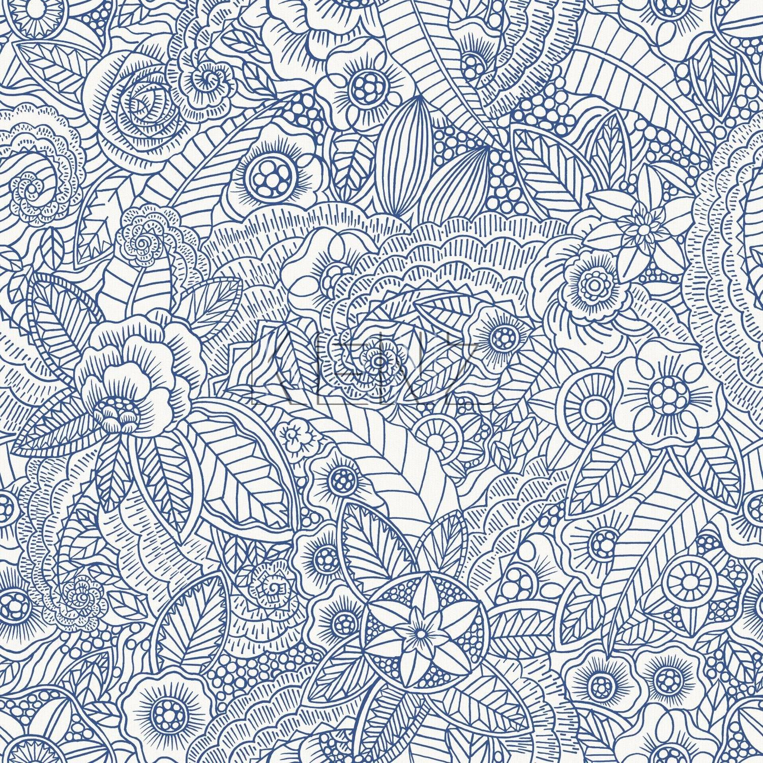 wallpaper flower drawings blue on white 148615