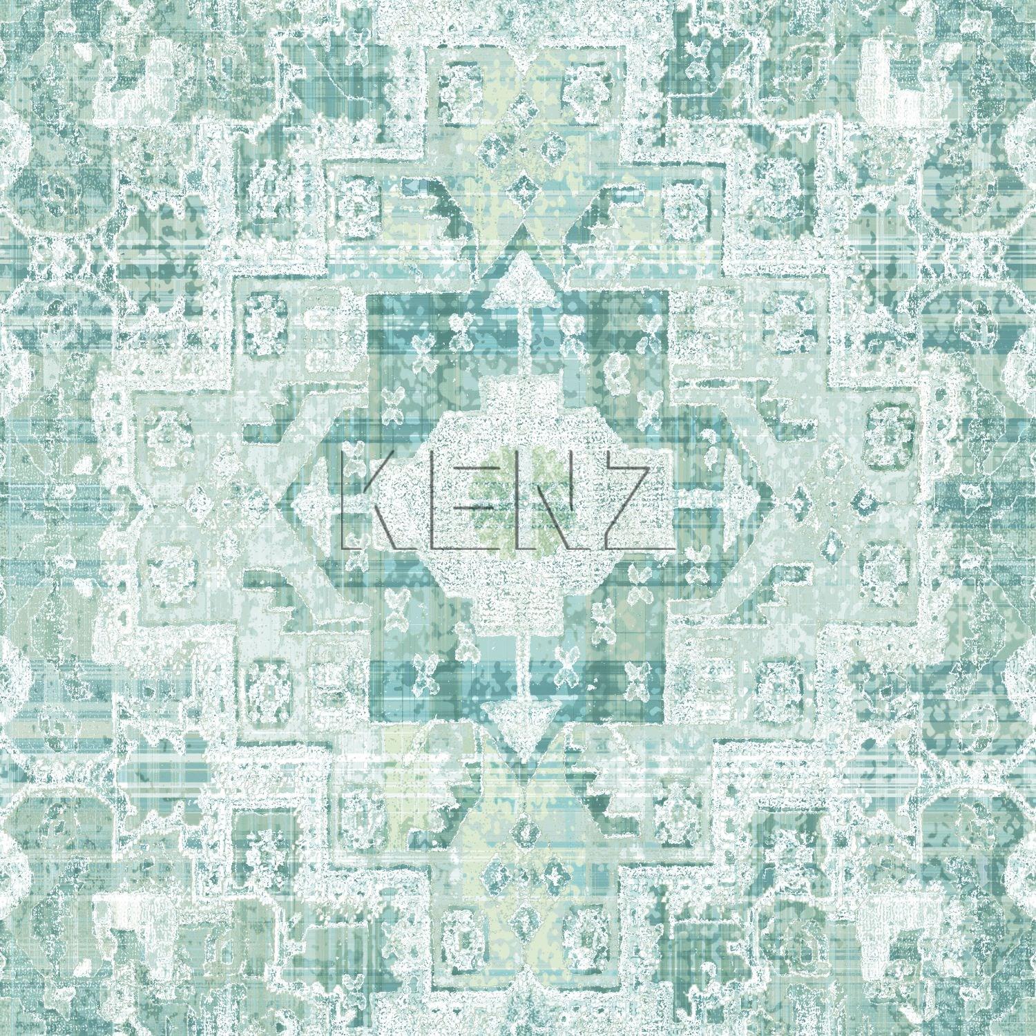 wallpaper oriental kilim carpet greyish mint green 148658