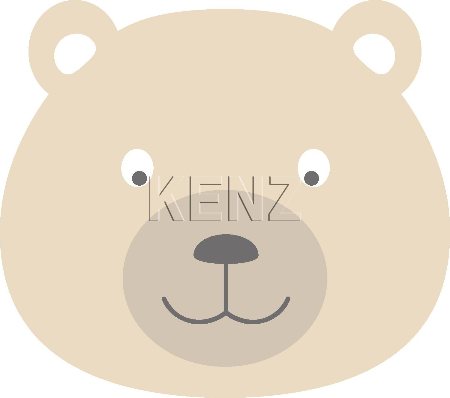 wall sticker animal heads beige 158971