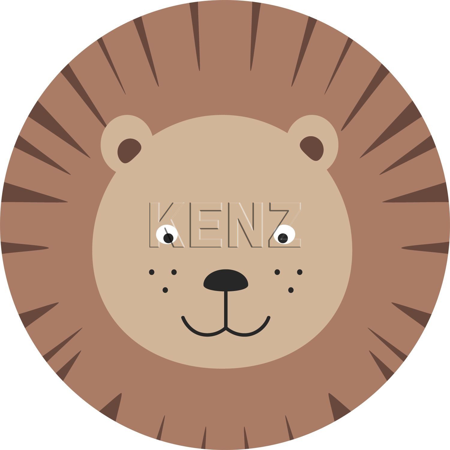 self-adhesive wallpaper circle animal heads brown and beige 158975