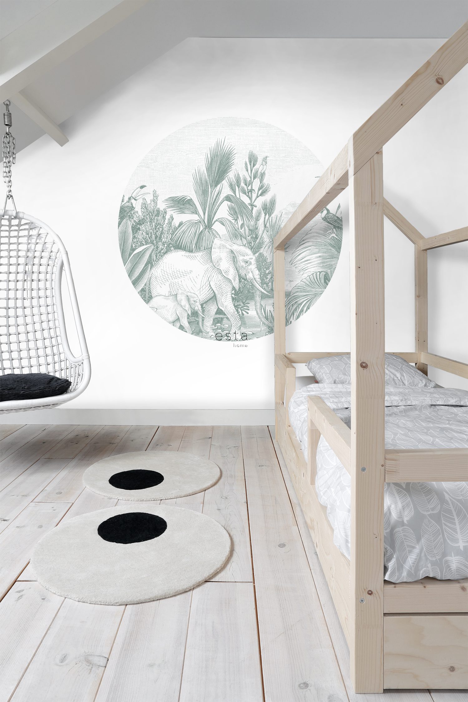 self-adhesive wallpaper circle jungle motif gray 159086 2