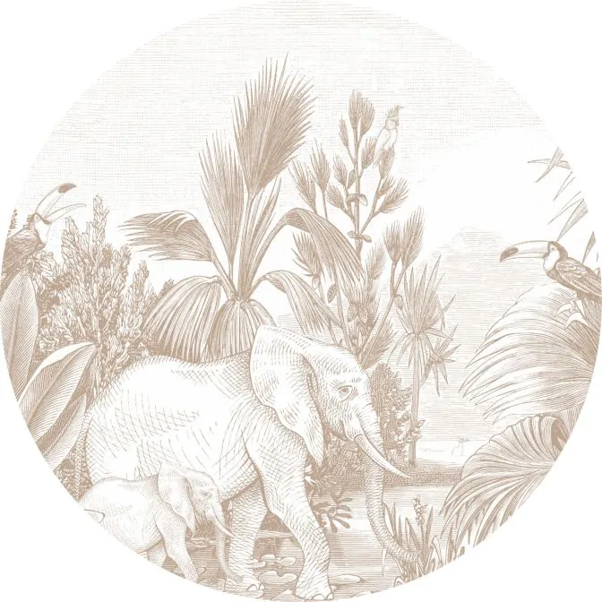 self-adhesive wallpaper circle jungle motif dark beige 159088 2