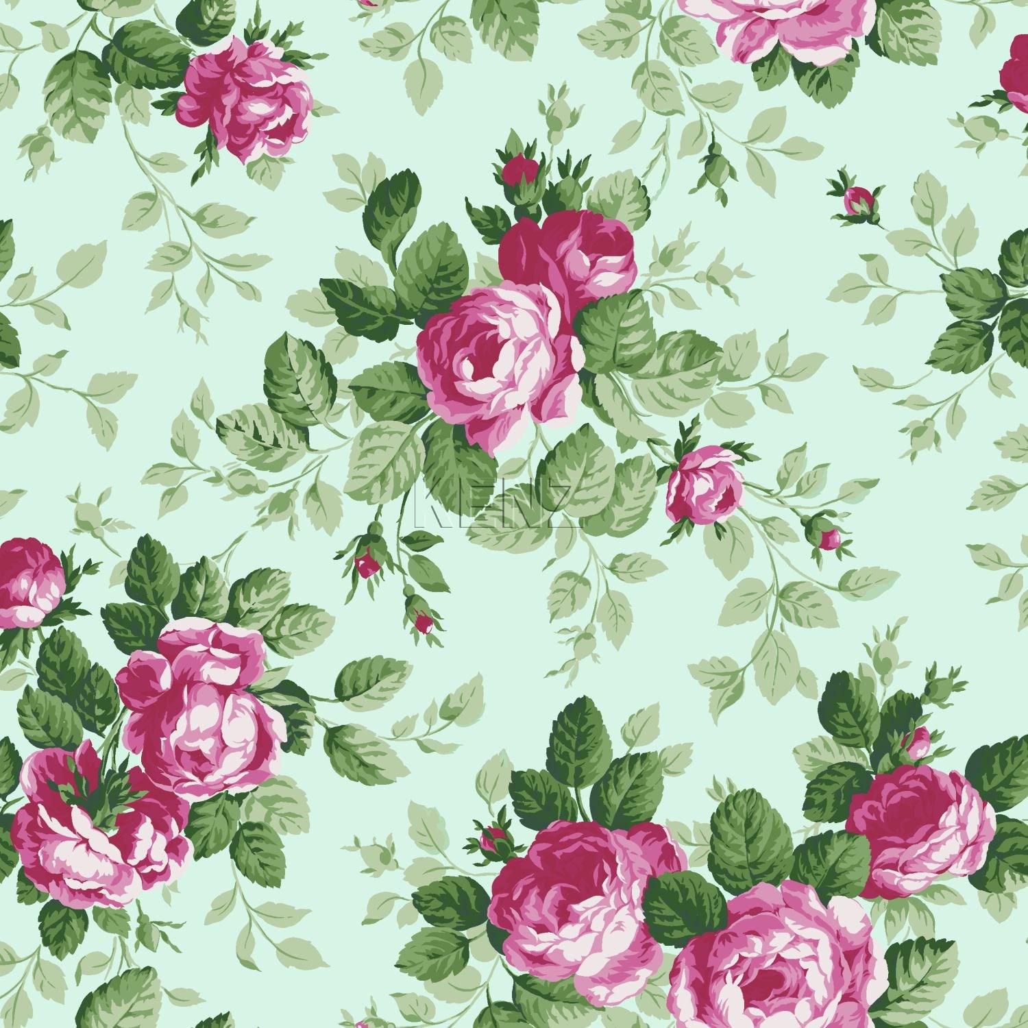 wallpaper roses celadon green and pink 326139