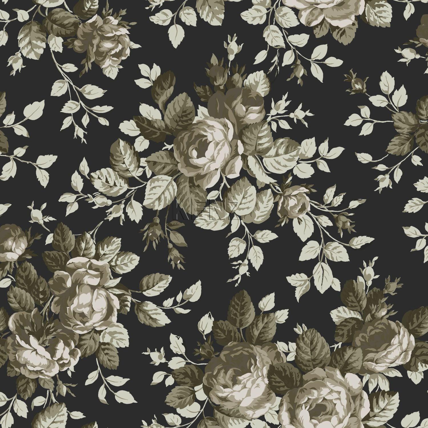 wallpaper roses black and beige 326142