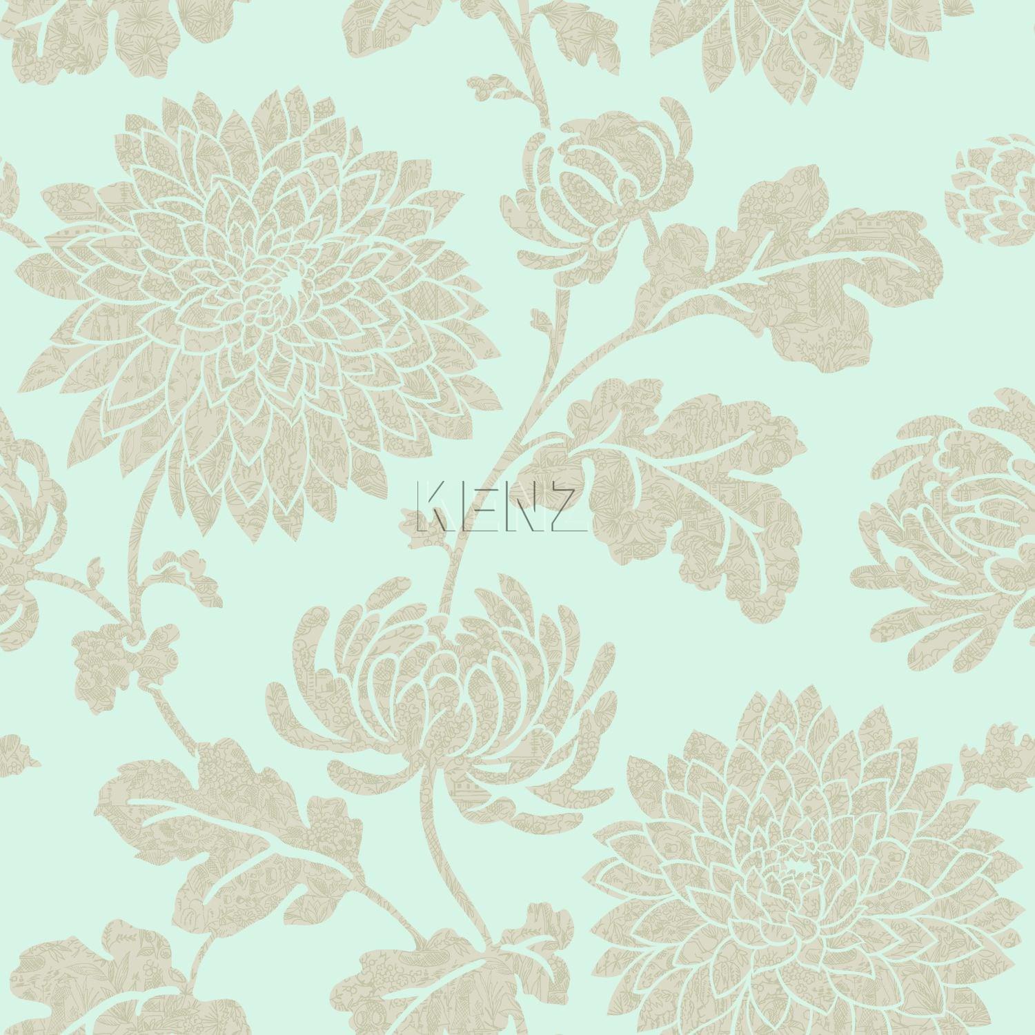 wallpaper flowers celadon green 326148