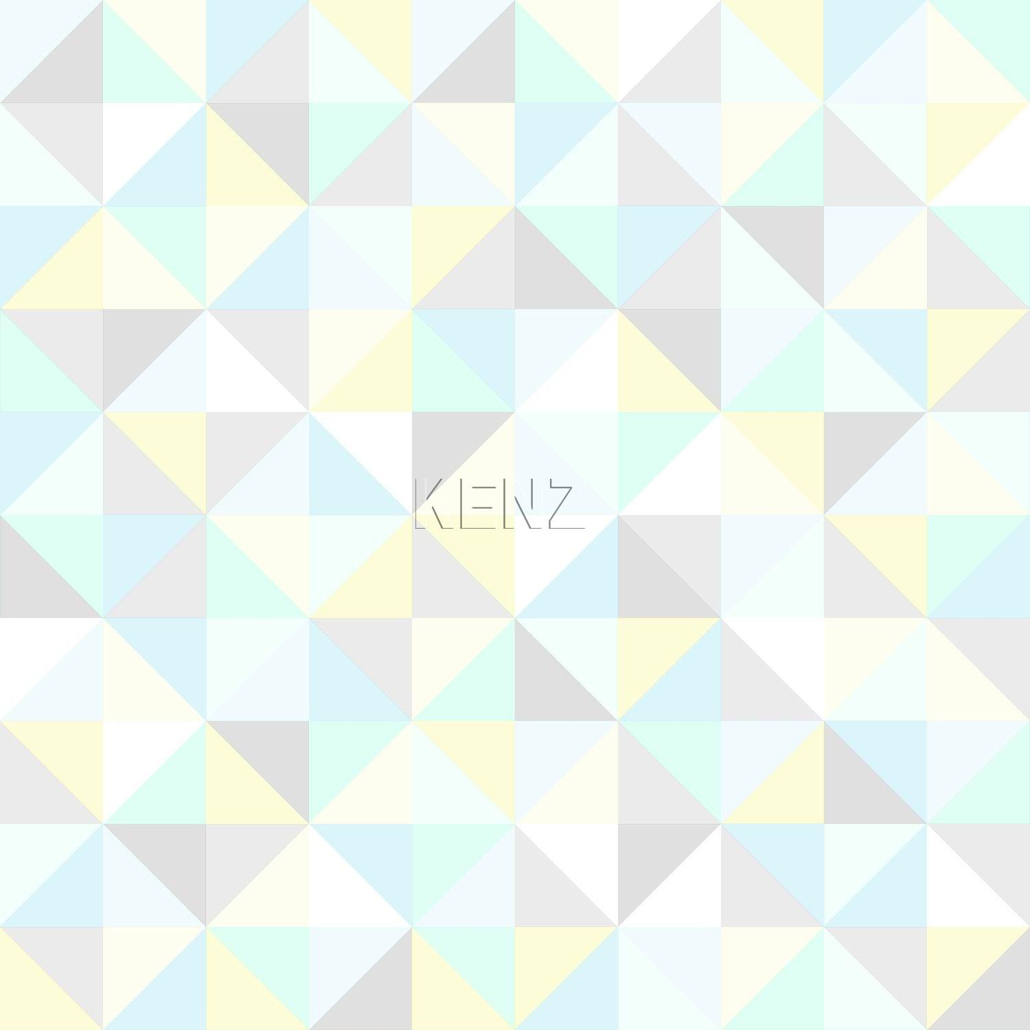 wallpaper triangles mint green, pastel yellow, pastel blue, light warm gray and shiny silver gray 337207