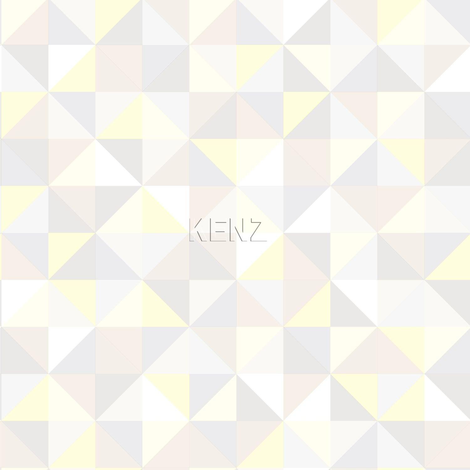 wallpaper triangles light cream beige, light warm grey, pastel yellow and shiny light beige 337210