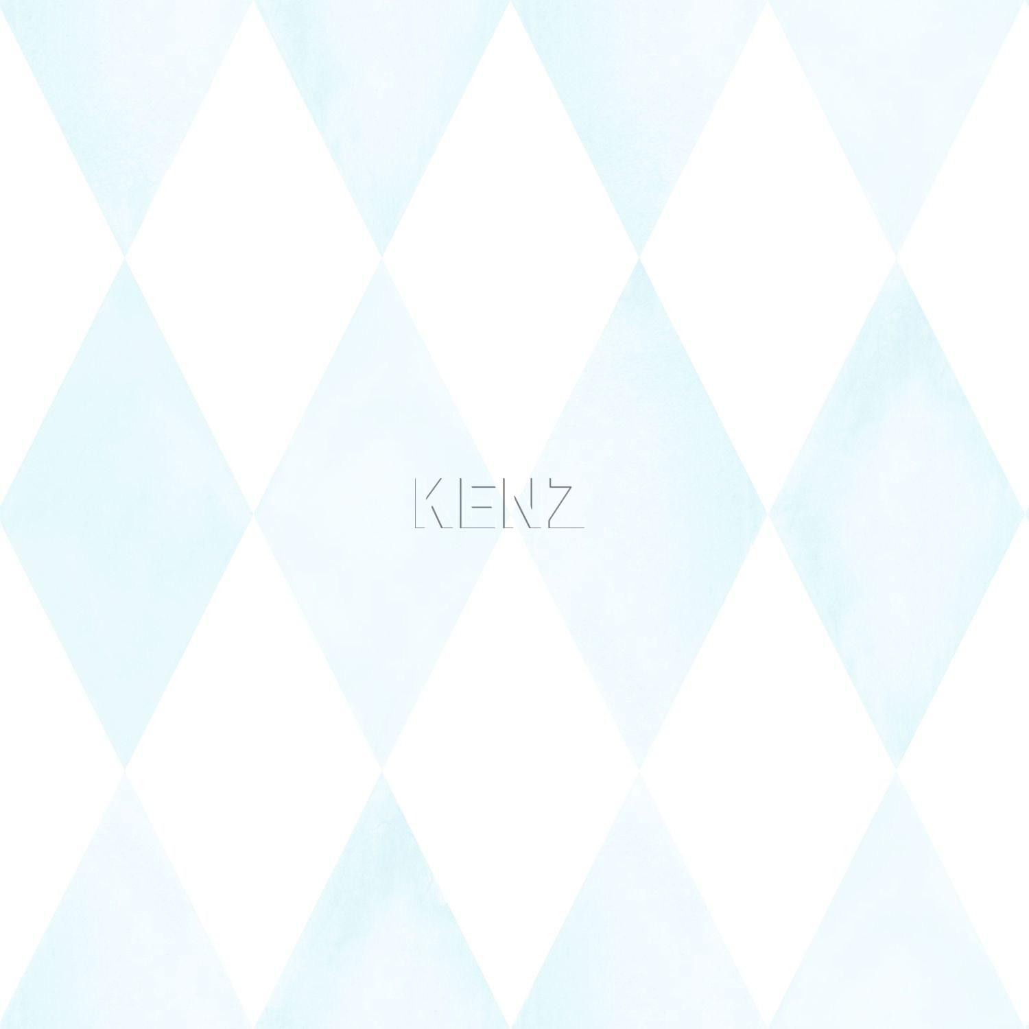 wallpaper rhombus pattern pastel blue and matt white 337217