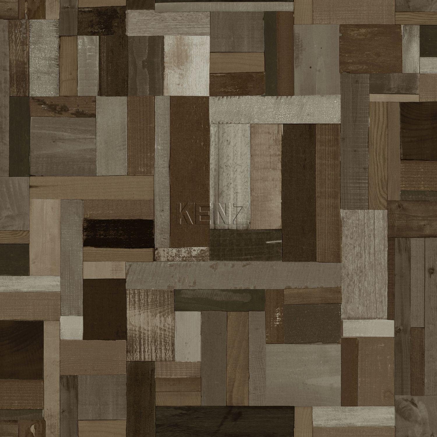 wallpaper scrap wood motif dark brown 337221