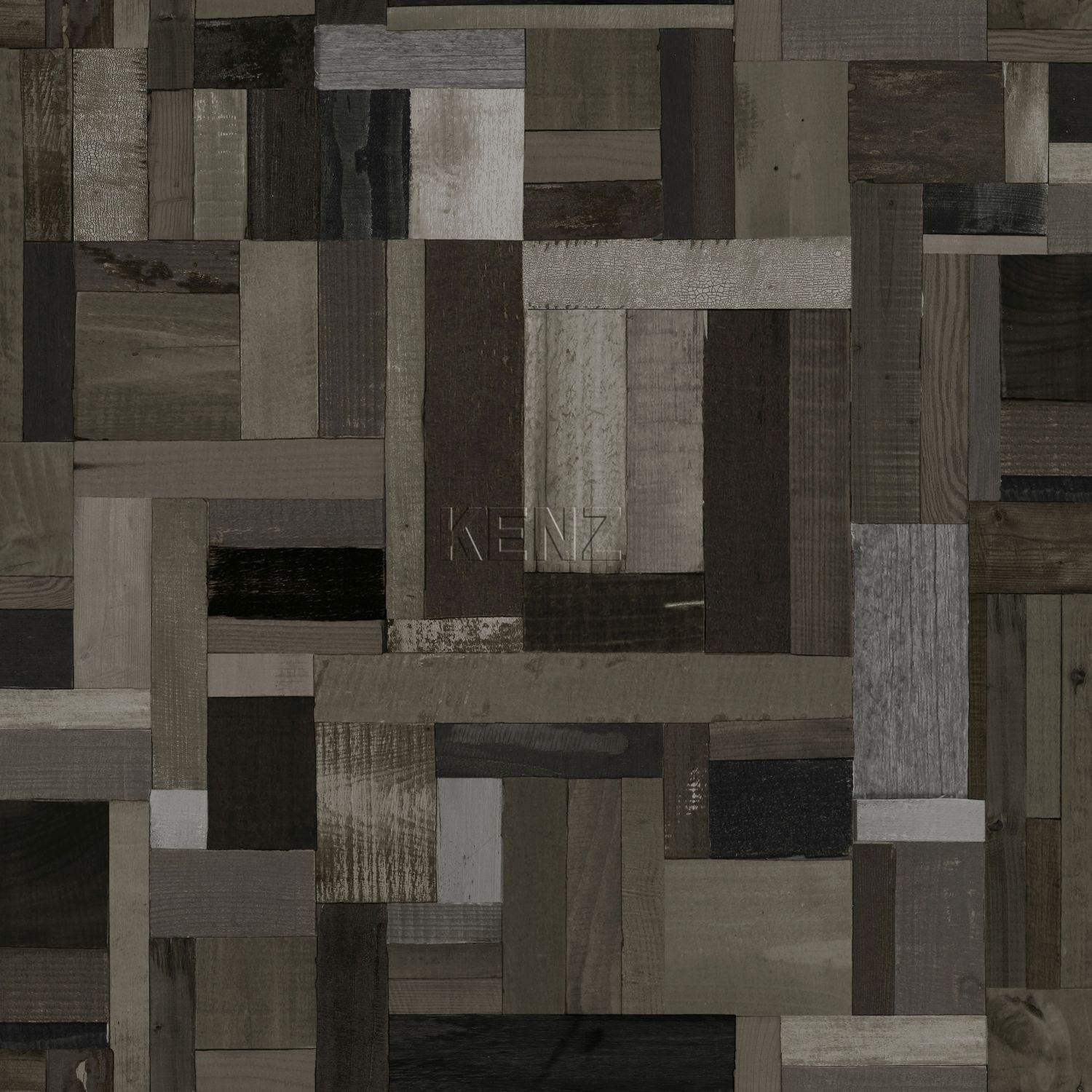 wallpaper scrap wood motif black and gray 337222
