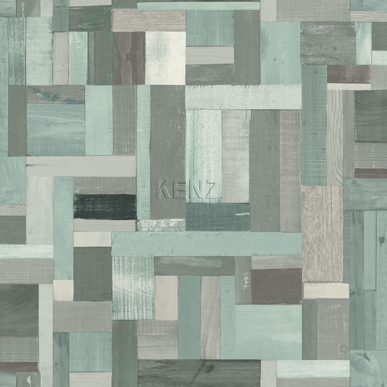 wallpaper scrap wood motif greyish green 337225
