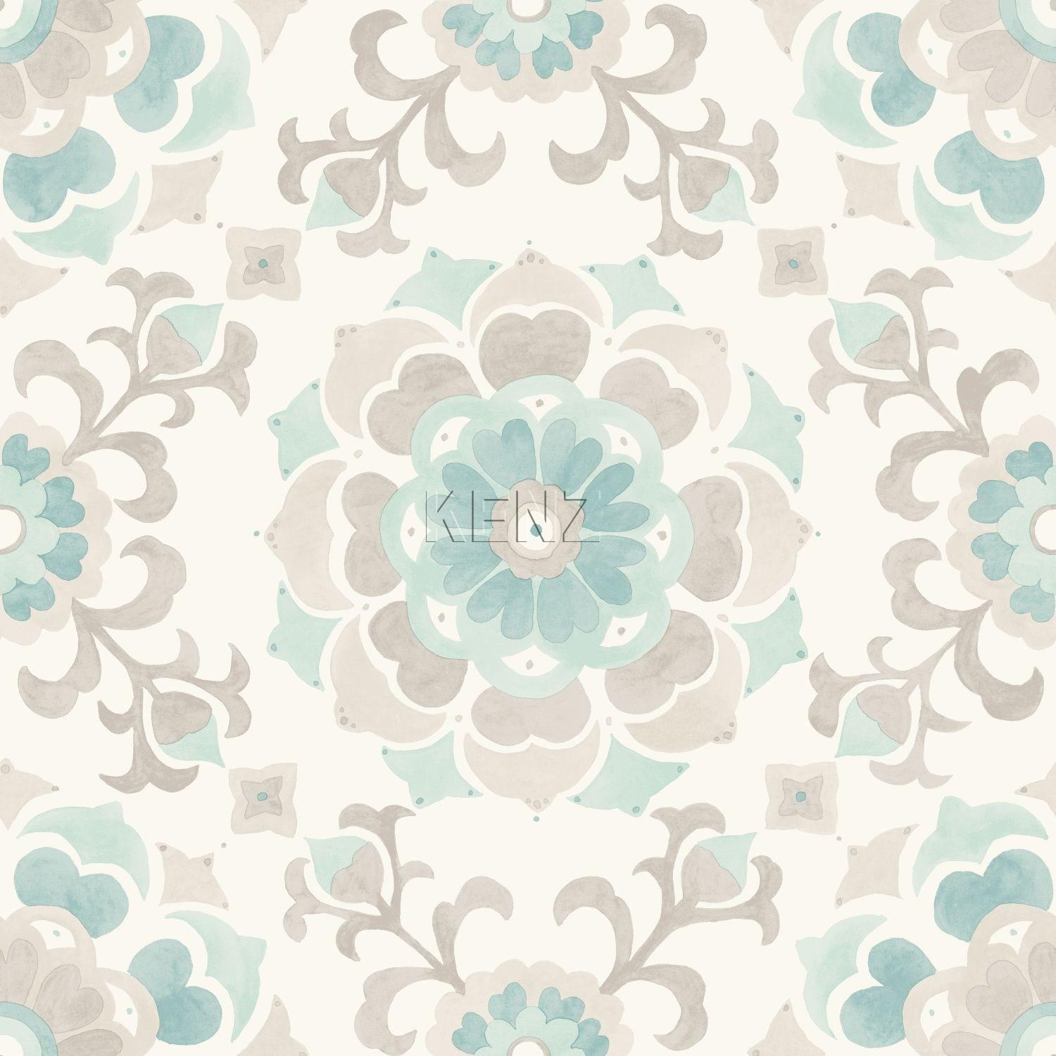 wallpaper suzani flowers celadon green 347423