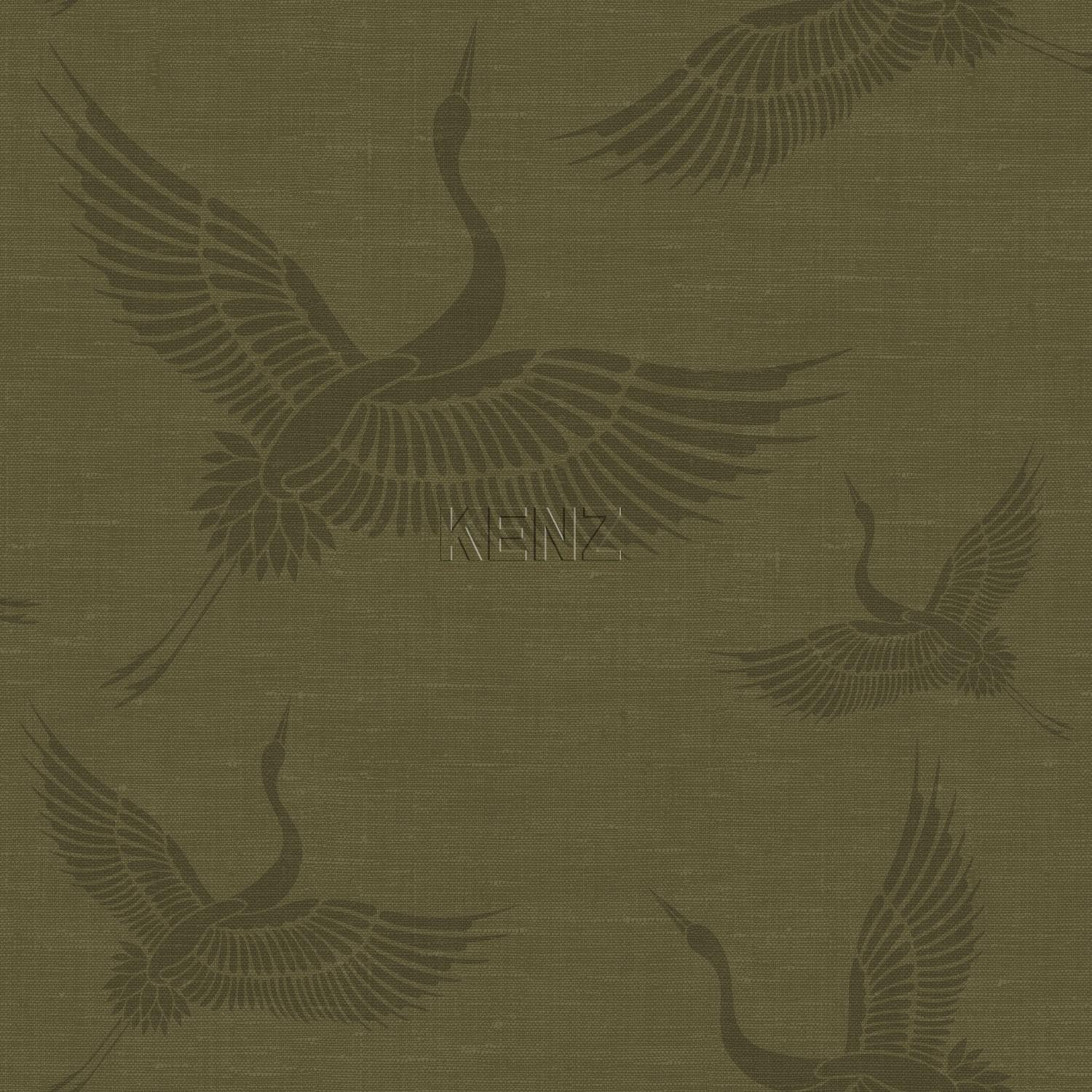 wallpaper cranes mustard green 347758
