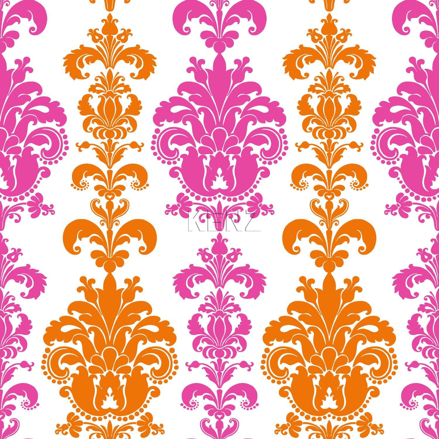wallpaper baroque print pink and orange 935222